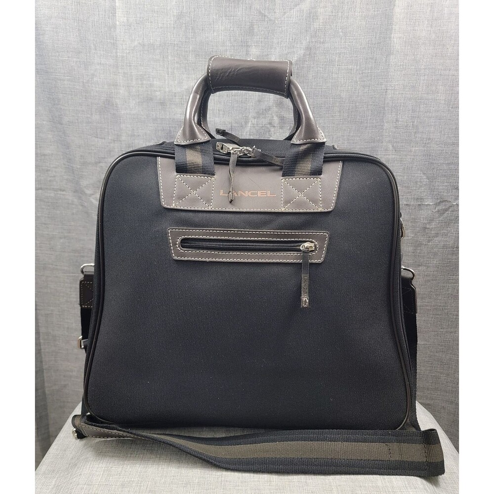 Lancel Laptop Briefcase Carry-On Travel Shoulder  Bag - Canvas Leather Trim